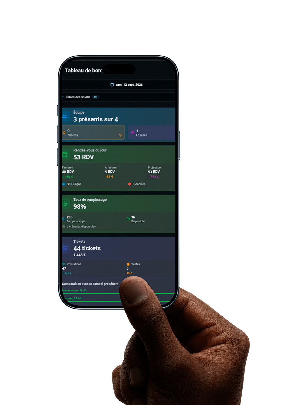 Main tenant un mobile avec l'application Admin Connect
